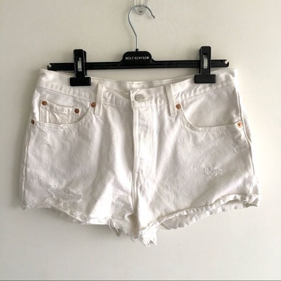 𝅺levi’s 501 Denim Jean Shorts Destruction White 29 - Picture 1 of 13